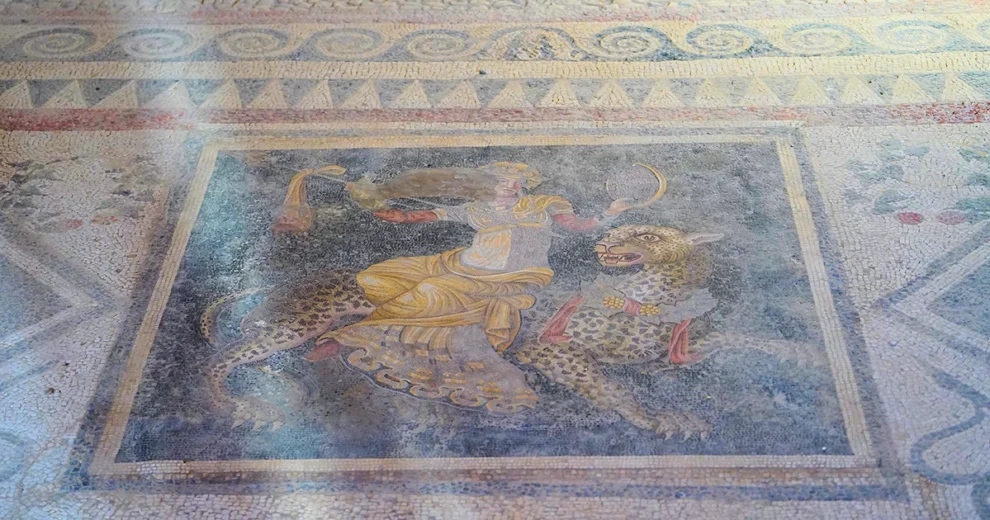 Delos - Bodenmosaik Dionysos reitet auf Wildkatze