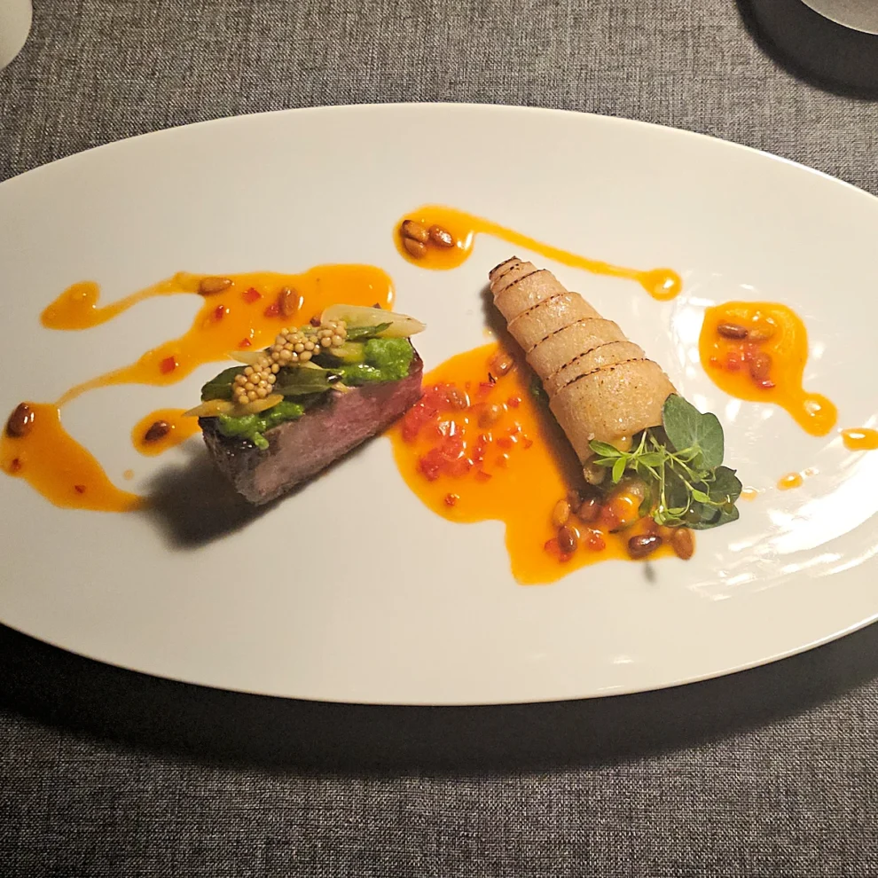 US Rostbeef | Bohnen | Birne | Kräuteremulsion