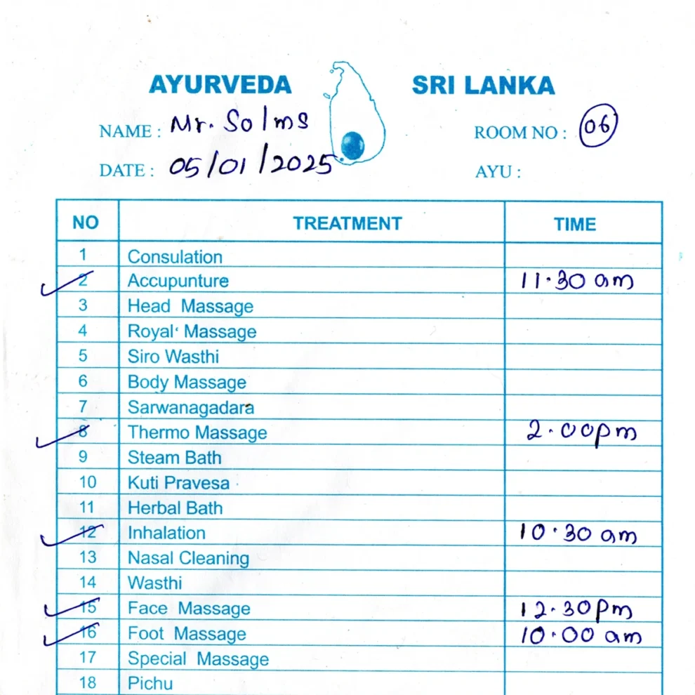 Ayurveda - Anwendungsplan 1