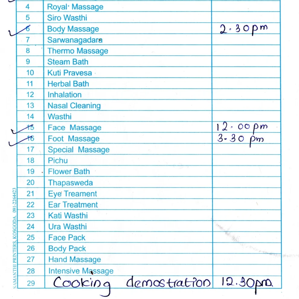 Ayurveda - Anwendungsplan 1